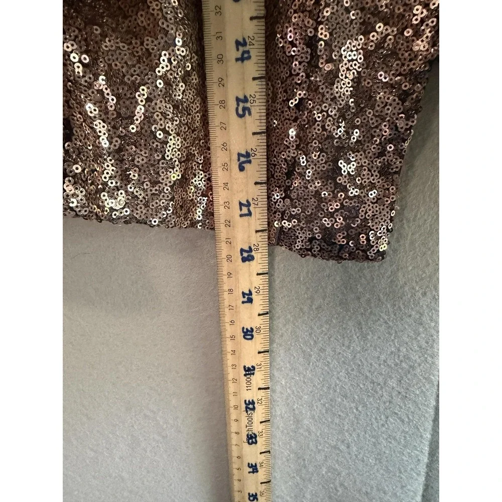 Lane Bryant Blazer Womens 18 Gold Sequin Open Front Lined Party Jacket Plus